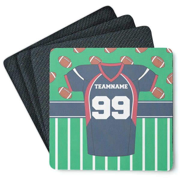 Custom Football Jersey Square Rubber Backed Coasters - Set of 4 (Personalized)