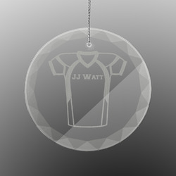Football Jersey Engraved Glass Ornament - Round (Personalized)