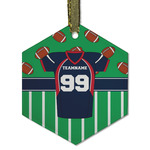 Football Jersey Flat Glass Ornament - Hexagon w/ Name and Number