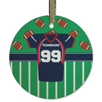 Football Jersey Flat Glass Ornament - Round w/ Name and Number