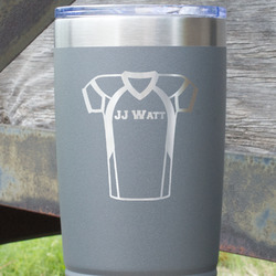 Football Jersey 20 oz Stainless Steel Tumbler - Grey - Double Sided (Personalized)