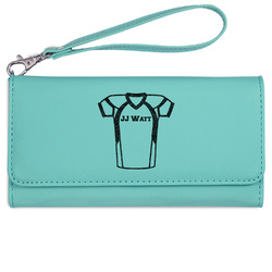 Football Jersey Ladies Leatherette Wallet - Laser Engraved- Teal (Personalized)