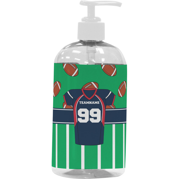 Custom Football Jersey Plastic Soap / Lotion Dispenser (16 oz - Large - White) (Personalized)