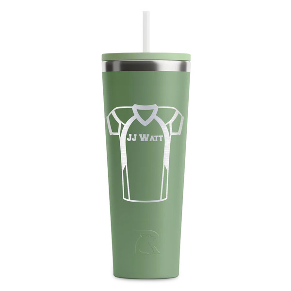 Custom Football Jersey RTIC Everyday Tumbler with Straw - 28oz - Light Green - Double-Sided (Personalized)