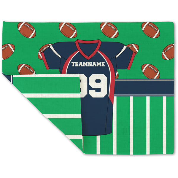 Custom Football Jersey Double-Sided Linen Placemat - Single w/ Name and Number