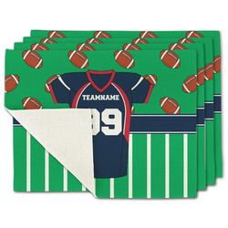 Football Jersey Single-Sided Linen Placemat - Set of 4 w/ Name and Number