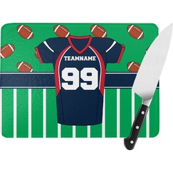 Football Jersey Rectangular Glass Cutting Board - Large - 15.25"x11.25" w/ Name and Number