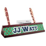 Football Jersey Red Mahogany Nameplate with Business Card Holder (Personalized)