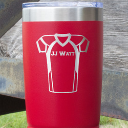 Football Jersey 20 oz Stainless Steel Tumbler - Red - Double Sided (Personalized)
