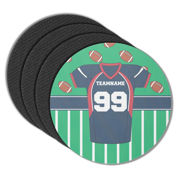 Custom Football Jersey Round Rubber Backed Coasters - Set of 4 (Personalized)