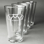 Football Jersey Pint Glasses - Engraved (Set of 4) (Personalized)