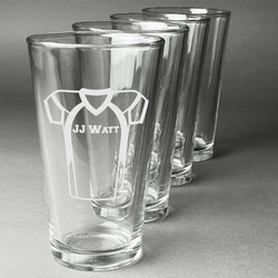Football Jersey Pint Glasses - Engraved (Set of 4) (Personalized)