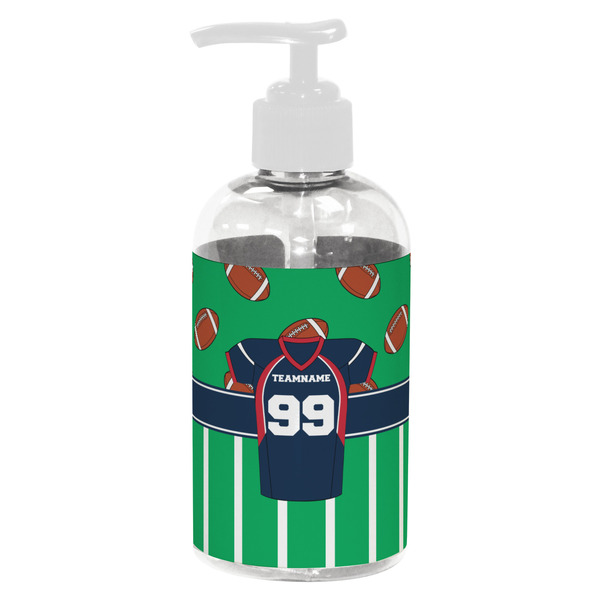 Custom Football Jersey Plastic Soap / Lotion Dispenser (8 oz - Small - White) (Personalized)