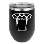 Football Jersey Stemless Stainless Steel Wine Tumbler - Black - Double Sided (Personalized)