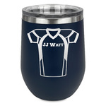 Football Jersey Stemless Stainless Steel Wine Tumbler - Navy - Double Sided (Personalized)
