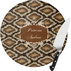 Snake Skin Round Glass Cutting Board - Small (Personalized)