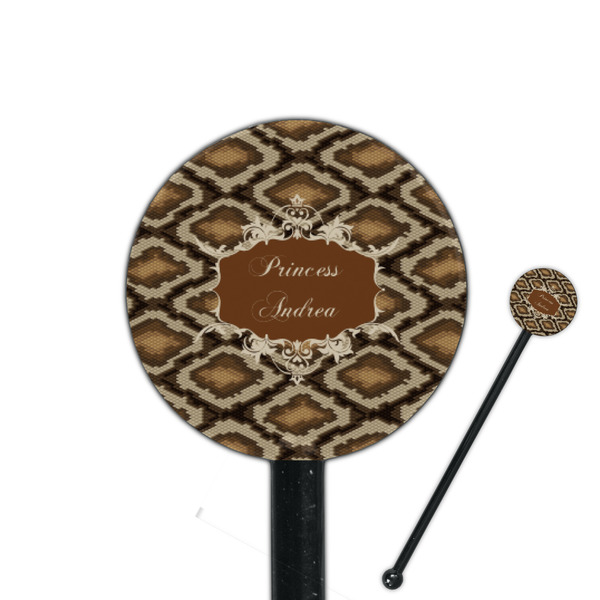 Custom Snake Skin 5.5" Round Plastic Stir Sticks - Black - Double Sided (Personalized)