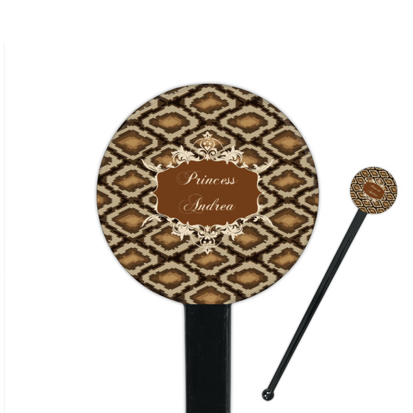 Custom Snake Skin 7" Round Plastic Stir Sticks - Black - Double Sided (Personalized)