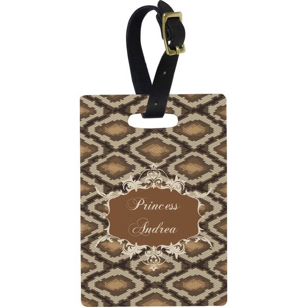 Custom Snake Skin Plastic Luggage Tag - Rectangular w/ Name or Text