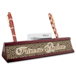 Snake Skin Red Mahogany Nameplate with Business Card Holder (Personalized)