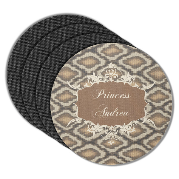 Custom Snake Skin Round Rubber Backed Coasters - Set of 4 (Personalized)