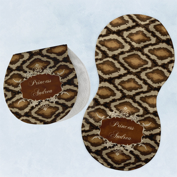 Custom Snake Skin Burp Pads - Velour - Set of 2 w/ Name or Text