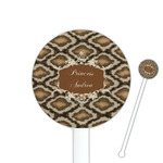 Snake Skin 5.5" Round Plastic Stir Sticks - White - Single Sided (Personalized)