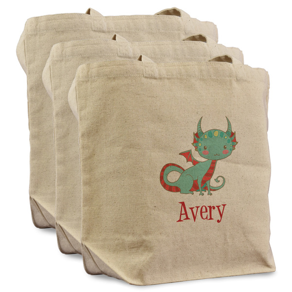 Custom Chinese Zodiac Reusable Cotton Grocery Bags - Set of 3 (Personalized)