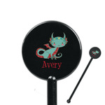 Chinese Zodiac 5.5" Round Plastic Stir Sticks - Black - Double Sided (Personalized)