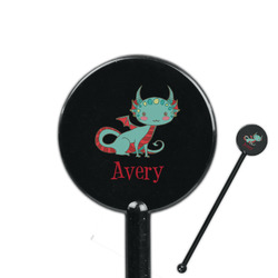 Chinese Zodiac 5.5" Round Plastic Stir Sticks - Black - Single Sided (Personalized)