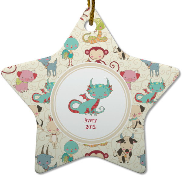 Custom Chinese Zodiac Star Ceramic Ornament w/ Name or Text