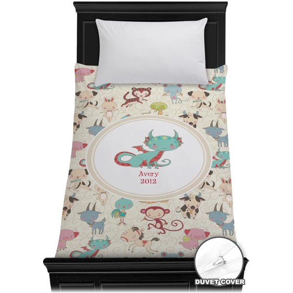 Custom Chinese Zodiac Duvet Cover - Twin (Personalized)