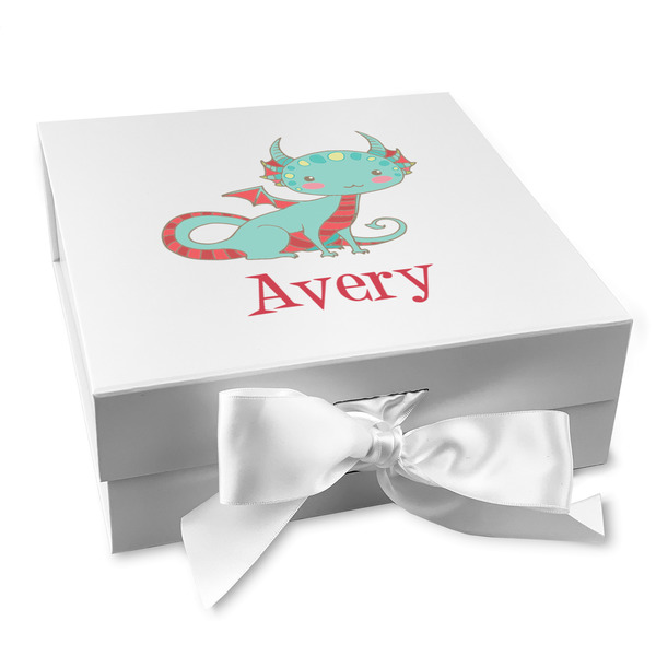 Custom Chinese Zodiac Gift Box with Magnetic Lid - White (Personalized)