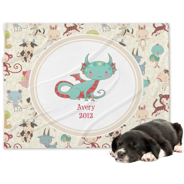 Custom Chinese Zodiac Dog Blanket - Large (Personalized)