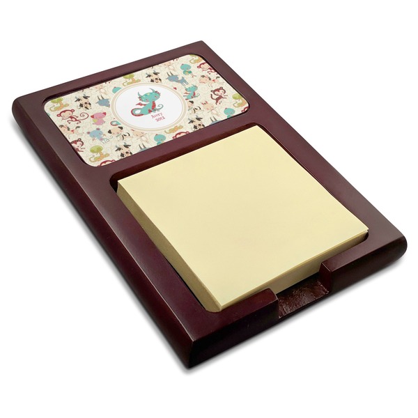 Custom Chinese Zodiac Red Mahogany Sticky Note Holder (Personalized)