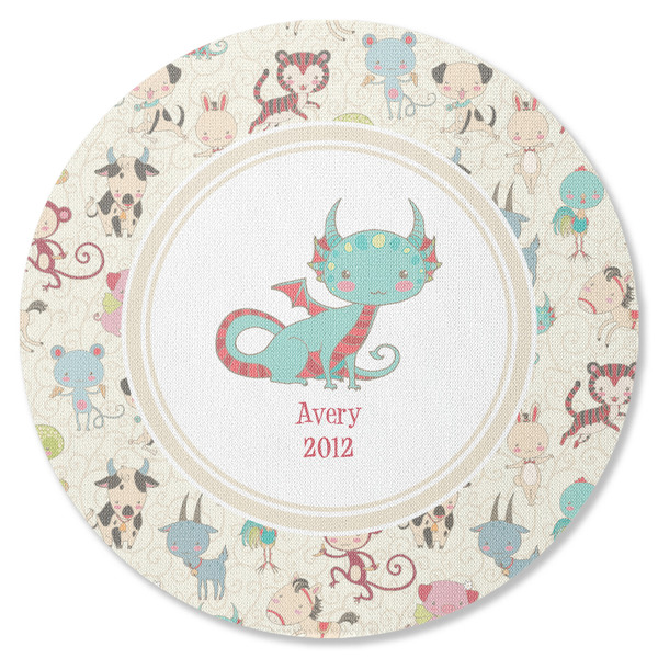 Custom Chinese Zodiac Round Rubber Backed Coaster (Personalized)