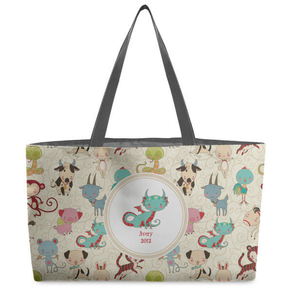 Custom Chinese Zodiac Beach Totes Bag - w/ Black Handles (Personalized)