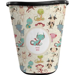 Chinese Zodiac Waste Basket - Double Sided (Black) (Personalized)