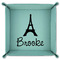 Eiffel Tower 9" x 9" Teal Leatherette Snap Up Tray - FOLDED