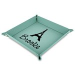 Eiffel Tower Faux Leather Dice Tray - 9" x 9"  - Teal (Personalized)