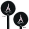 Eiffel Tower Black Plastic 5.5" Stir Stick - Double Sided - Round - Front & Back