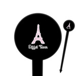 Eiffel Tower 6" Round Plastic Food Picks - Black - Double Sided (Personalized)