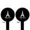 Eiffel Tower Black Plastic 6" Food Pick - Round - Double Sided - Front & Back