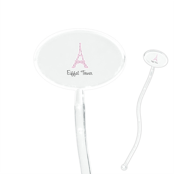 Custom Eiffel Tower 7" Oval Plastic Stir Sticks - Clear (Personalized)