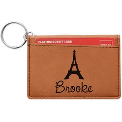 Eiffel Tower Leatherette Keychain ID Holder - Double Sided (Personalized)