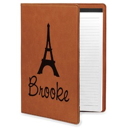 Eiffel Tower Leatherette Portfolio with Notepad - Large - Single Sided (Personalized)