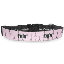 Eiffel Tower Deluxe Dog Collar - Medium (11.5" to 17.5") (Personalized)