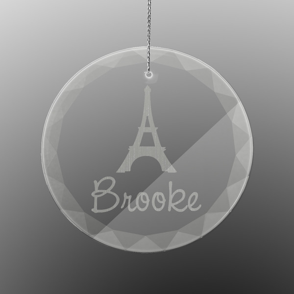 Custom Eiffel Tower Engraved Glass Ornament - Round (Personalized)