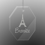 Eiffel Tower Engraved Glass Ornament - Octagon (Personalized)