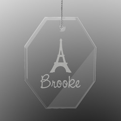Eiffel Tower Engraved Glass Ornament - Octagon (Personalized)